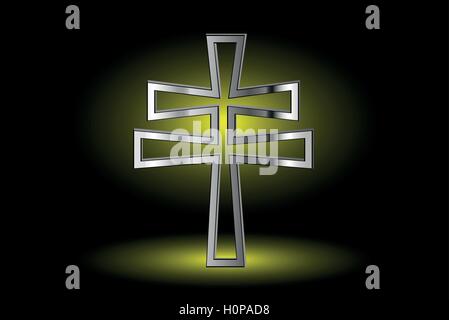 Croix sur un fond jaune ,religieux double cross , double croix chrétienne, Illustration de Vecteur