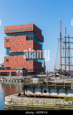 Le musée MAS à Anvers, Belgique, extérieur Banque D'Images