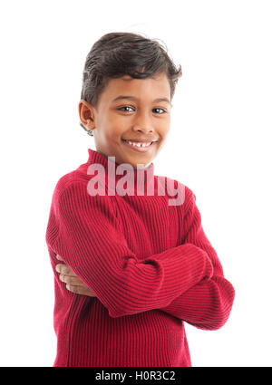 Handsome African American Boy isolé sur fond blanc Banque D'Images