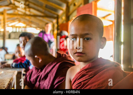 Jeune moine, élève à l'école, l'État de Shan, Myanmar Banque D'Images