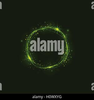 Résumé La combustion des cercles et effet sur la piste de turbulences glitter background.Abstract circle effet lumière.Magic shining lights sonnerie. Illustration de Vecteur