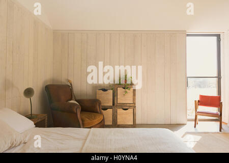 Home Vitrine simple chambre à coucher de soleil Banque D'Images