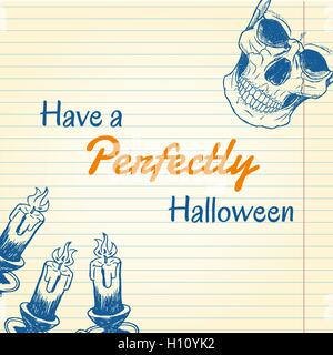 Doodle Halloween - des bougies et du crâne Illustration de Vecteur