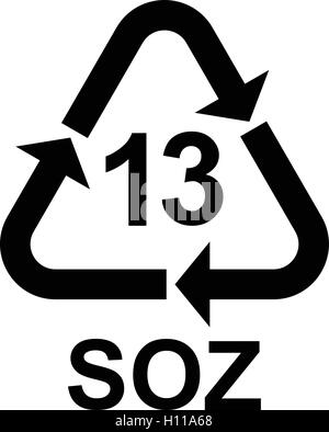 Symbole de recyclage Le recyclage des piles 13 soz, code 13 soz, vector illustration. Illustration de Vecteur