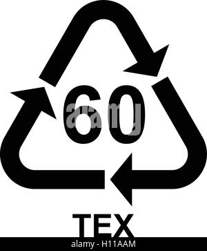 Peu importe le matériel organique bio symbole de recyclage 60 tex, peu importe le matériel organique bio code de recyclage 60 tex, vector illustration. Illustration de Vecteur