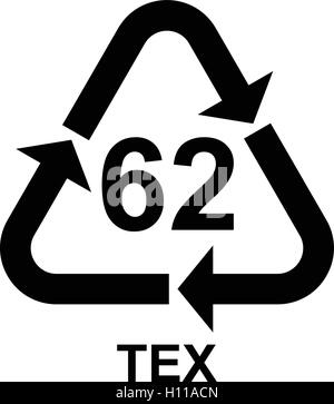 Peu importe le matériel organique bio symbole de recyclage 62 tex, peu importe le matériel organique bio code de recyclage 62 tex, vector illustration. Illustration de Vecteur