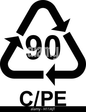 Symbole de recyclage des composites c/pe 90, code de recyclage du plastique c/pe 90, vector illustration. Illustration de Vecteur