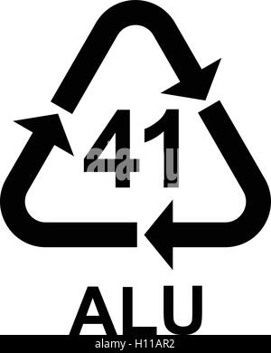 Symbole de recyclage de l'aluminium alu 41, code de recyclage de métaux alu 41, vector illustration. Illustration de Vecteur