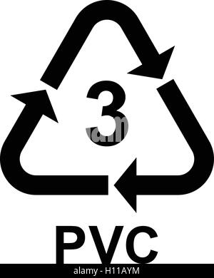 Symbole de recyclage du plastique pvc 3. le recyclage des plastiques pvc code 3, vector illustration. Illustration de Vecteur