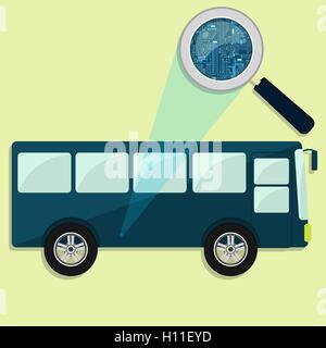 Loupe agrandissant circuit électronique de bus. Concept. Illustration de Vecteur