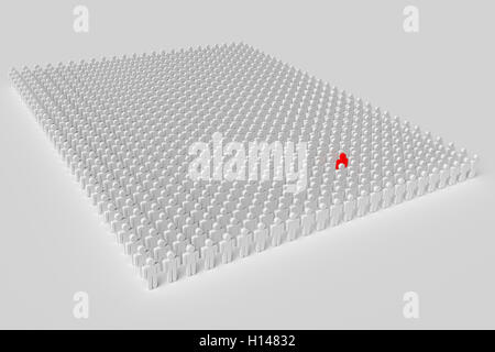 Un homme rouge dans une équipe de gens ordinaire Banque D'Images