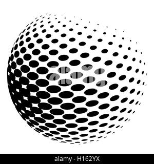 Sphère de points de trame sur blanc, illustration Banque D'Images