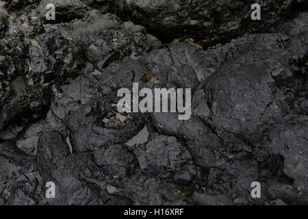 Pillow lava à Strumble Head formé sous l'eau il y a des millions d'années quand cette partie du pays de Galles a été Volcanic Banque D'Images