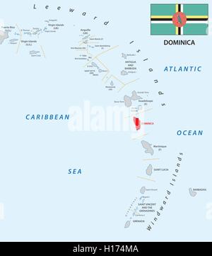 Petites Antilles carte contour avec Dominique Illustration de Vecteur