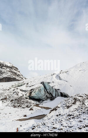 Museau de glacier, rivière sur Skaftafelljökull, Parc National de glacier de Vatnajokull, Région du Sud, Islande Banque D'Images