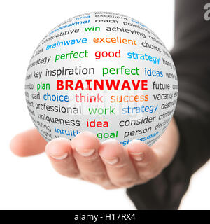 Prendre la balle blanche avec inscription rouge brainwave Banque D'Images