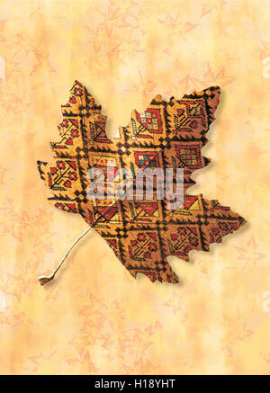 Un tapis de feuilles avec la texture et les couleurs de l'automne chaud Banque D'Images