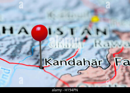Kandahar épinglée sur une carte de l'Afghanistan Banque D'Images