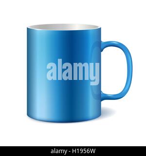 Tasse en céramique bleu et blanc pour l'impression de logo d'entreprise. Illustration de Vecteur