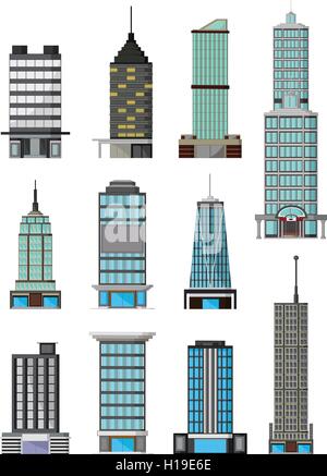 Différents types de bâtiments cartoon Illustration de Vecteur