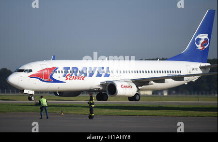 Mosnov, République tchèque. 29Th Sep 2016. SmartWings vols direct lancé à Dubaï en Émirats Arabes Unis à l'aéroport de Mosnov, République tchèque, le 23 septembre 2016. © Jaroslav Ozana/CTK Photo/Alamy Live News Banque D'Images