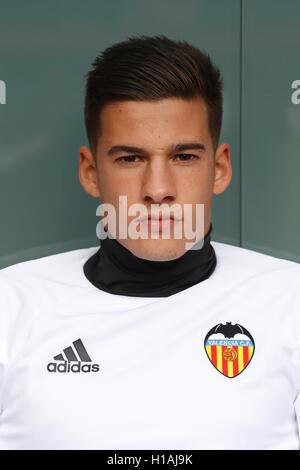 Bilbao, Espagne. 18 Sep, 2016. Santi Mina (Valence) Football/soccer : "La Liga espagnole Santander' match entre l'Athletic de Bilbao 2-1 Valence CF au stade San Mames de Bilbao, Espagne . © Kawamori Mutsu/AFLO/Alamy Live News Banque D'Images