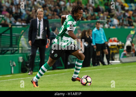 Portugal, Lisbonne, Septembre 23, 2016 - Portugais - FOOTBALL Gelson Martins en action au cours de portugais Première League entre Sporting et Estoril à Alvalade XXI Stadium, à Lisbonne, Portugal. Crédit : Bruno de Carvalho/Alamy Live News Banque D'Images