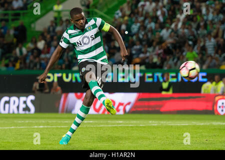 Portugal, Lisbonne, Septembre 23, 2016 - Portugais - FOOTBALL Wlliam Carvalho en action au cours de portugais Première League entre Sporting et Estoril à Alvalade XXI Stadium, à Lisbonne, Portugal. Crédit : Bruno de Carvalho/Alamy Live News Banque D'Images