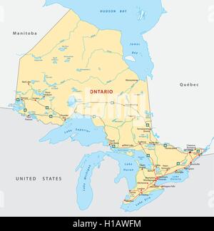 Carte routière de l'Ontario Illustration de Vecteur