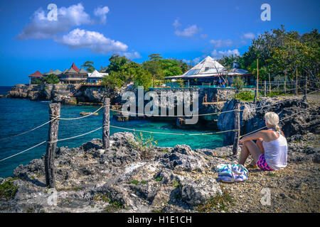 La Jamaïque, falaises, Negril, journée ensoleillée, blue ocean, Caraïbes Banque D'Images