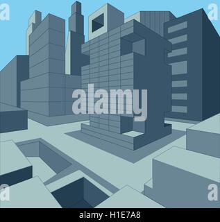 Paysage urbain urbain 3 dimensions comme vector illustration Illustration de Vecteur