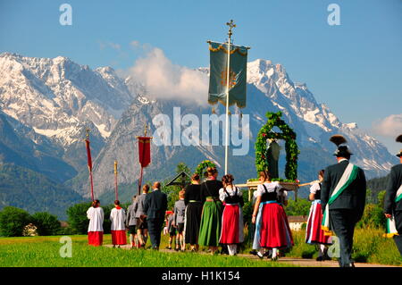 Procession du Corpus Christi, Bavière, Allemagne, de Werdenfels Banque D'Images