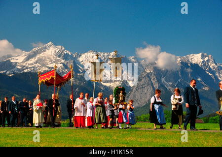 Procession du Corpus Christi, Bavière, Allemagne, de Werdenfels Banque D'Images