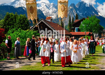 Procession du Corpus Christi, Bavière, Allemagne, de Werdenfels Banque D'Images