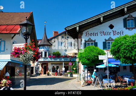 Ortsmitte, Passionsspielort Oberammergau Ammertal,,, Bayern, Deutschland Banque D'Images