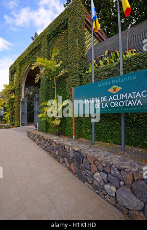 Eingang Botanischer Garten, Teneriffa Kanarische Inseln, Spanien Banque D'Images