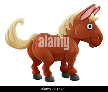 Un dessin animé mignon personnage animal horse farm Banque D'Images