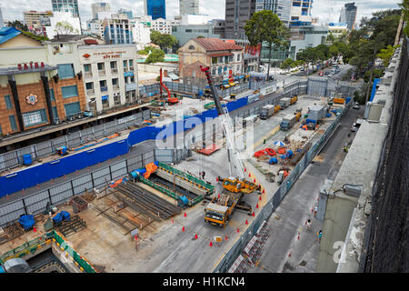 Site de construction de métro dans District 1. Ho Chi Minh Ville, Vietnam. Banque D'Images