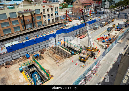 Site de construction de métro dans District 1. Ho Chi Minh Ville, Vietnam. Banque D'Images