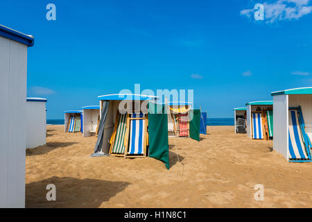 Cabines de plage de Katwijk Pays-Bas Banque D'Images