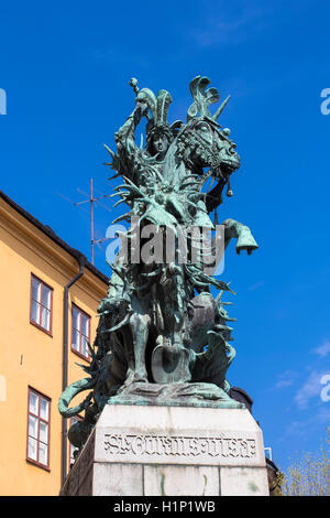 Saint Georges tuant le dragon. Stockholm. La Suède Banque D'Images