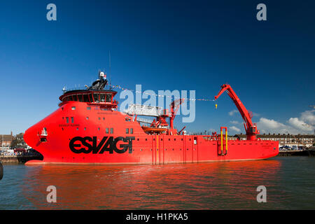 Le Service Esvagt Njord Navire Opération (SOV) pour l'industrie de l'énergie extracôtière. Amarré ici de Great Yarmouth Banque D'Images