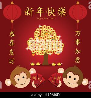 Carte de nouvel an chinois Illustration de Vecteur