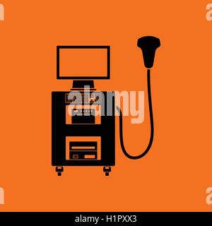 L'icône de la machine de diagnostic à ultrasons. Fond orange avec du noir. Vector illustration. Illustration de Vecteur