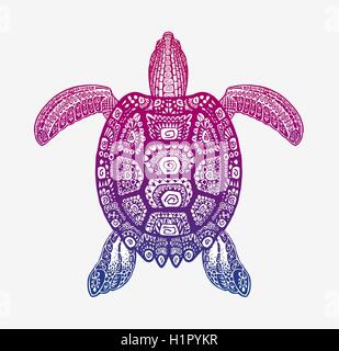 Tortue ethnique décoratif avec motif ornemental. Tribal vecteur animal totem Illustration de Vecteur