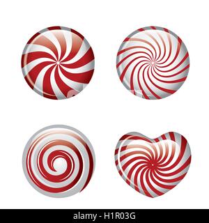 Bonbons set rouge isolé en spirale graphique Illustration de Vecteur