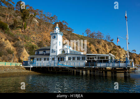 Le Vintage Catalina Island Yacht Club Building à Avalon, Santa Catalina, en Californie. Banque D'Images