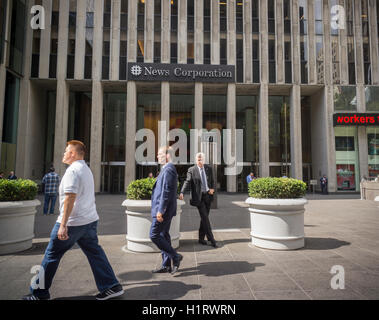 Le siège de News Corp. dans le centre de Manhattan à New York, le vendredi 16 septembre, 2016. (© Richard B. Levine) Banque D'Images