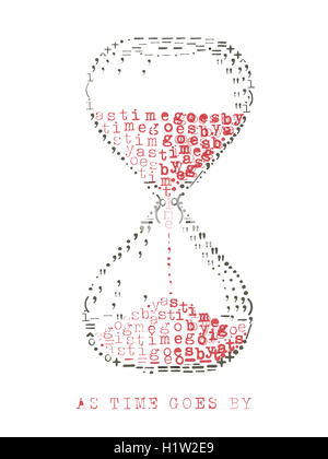 Une machine à écrire dans hourglass art comme le temps passe Banque D'Images