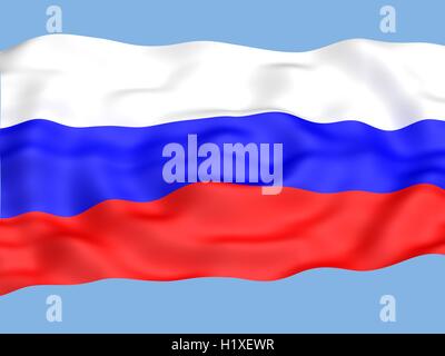 Drapeau de la Russie dans le vent Banque D'Images